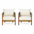 Acacia Wood Club Chairs with Cushions Set of 2 Z728536