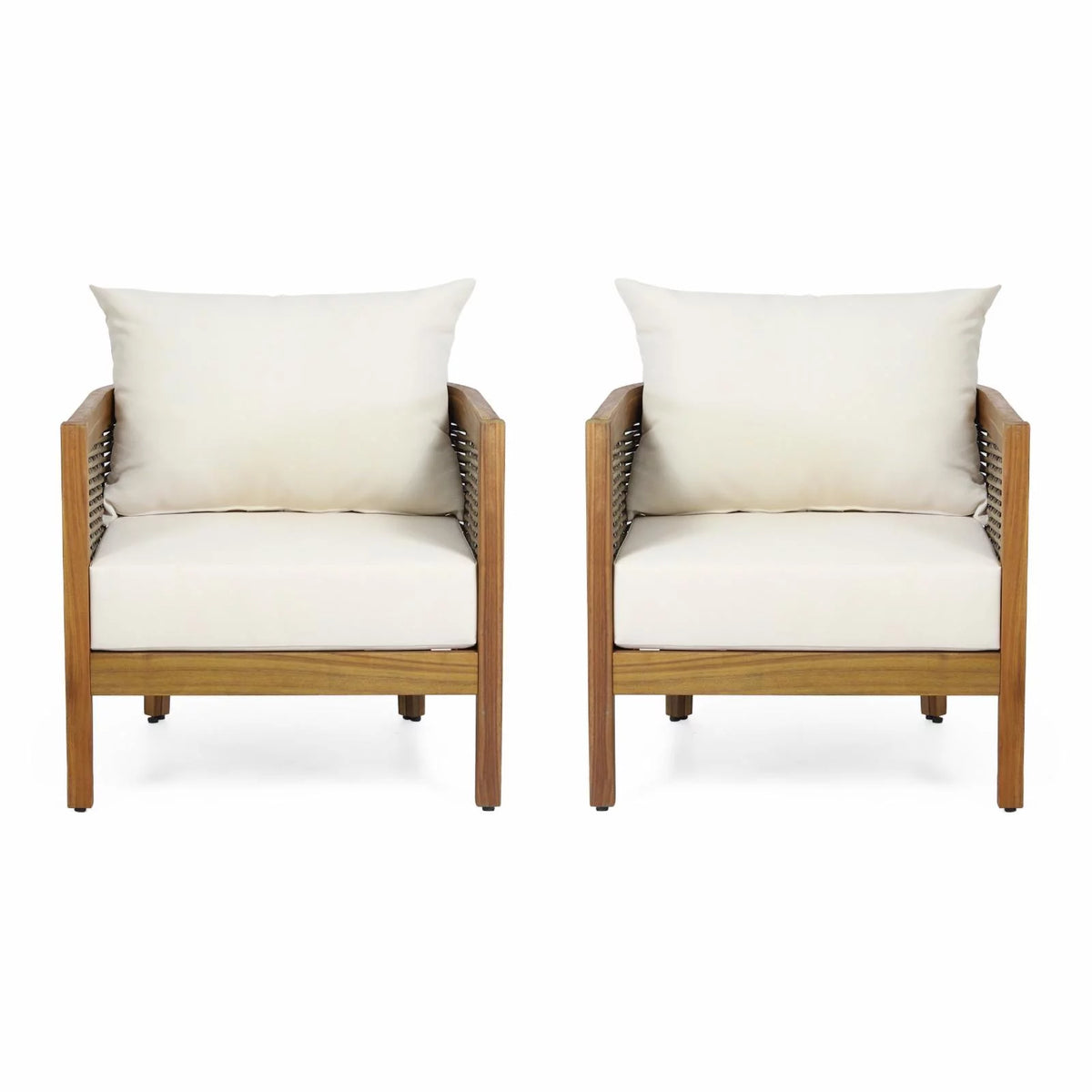 Acacia Wood Club Chairs with Cushions Set of 2 Z728536