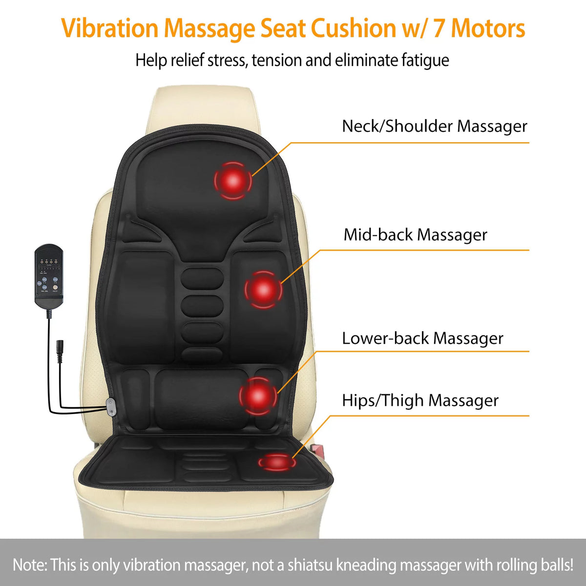Black Heated Vibration Massage Seat Cushion C61378