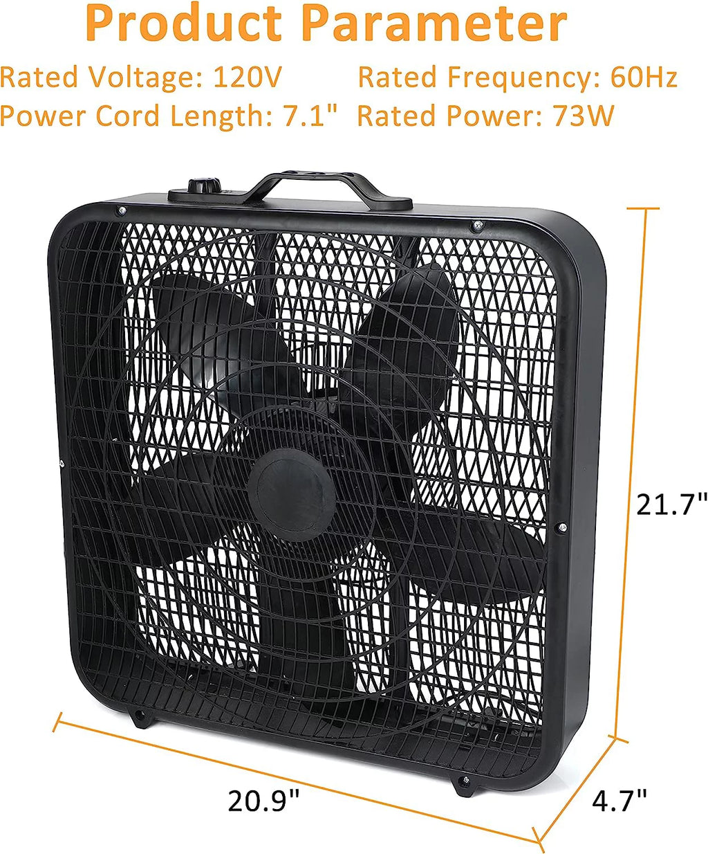 20" 3-Speed Black Box Fan K412515