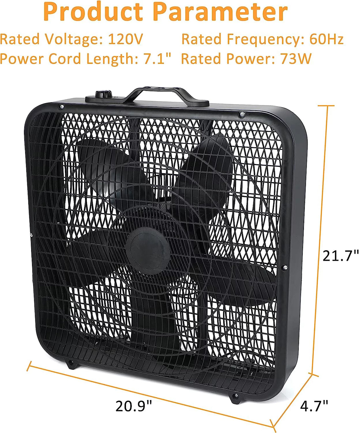 20" 3-Speed Black Box Fan K412515