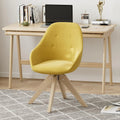 Yellow Upholstered Swivel Accent Chair with Solid Wood Legs J958