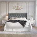 Button Tufted Wingback Velvet Upholstered Queen Bed G13889