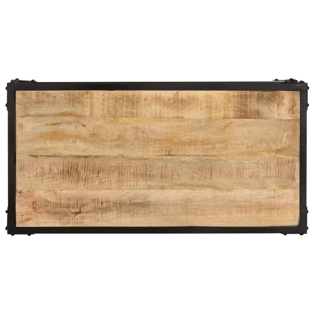 Coffee Table with Storage Shelf Mango Wood Iron Frame O5004
