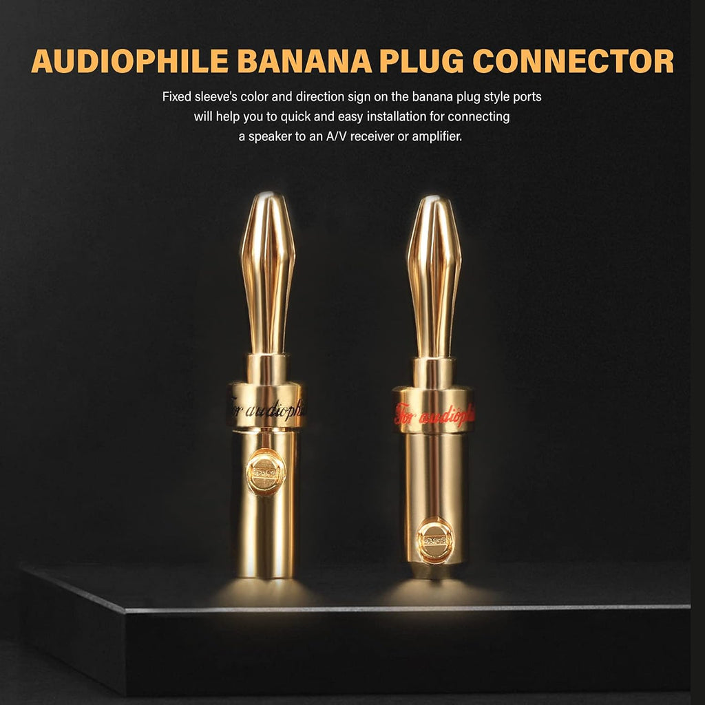 13AWG Oxygen-Free Copper Speaker Cables with Banana Plug Tips O752