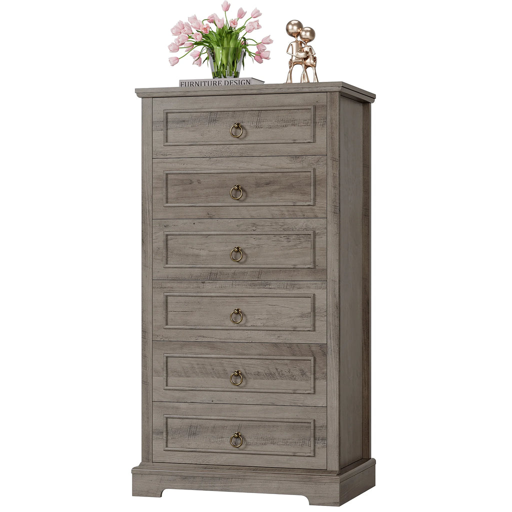 White 6 Drawer Wood Dresser L4256
