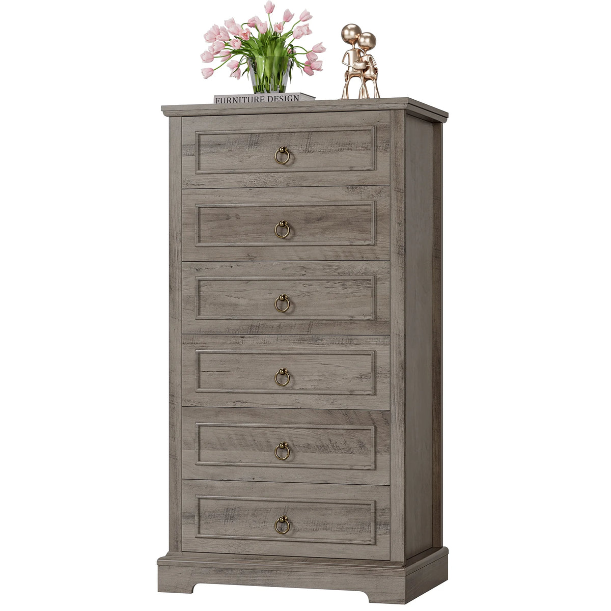 White 6 Drawer Wood Dresser L4256