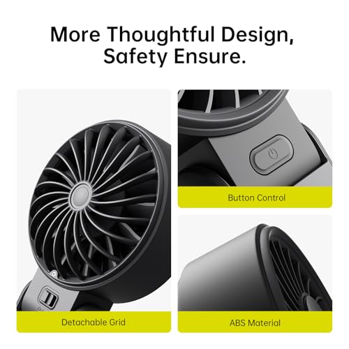 Handheld Fan High-Power Motor LED Display 5000mAh Rechargeable Foldable Black G36960