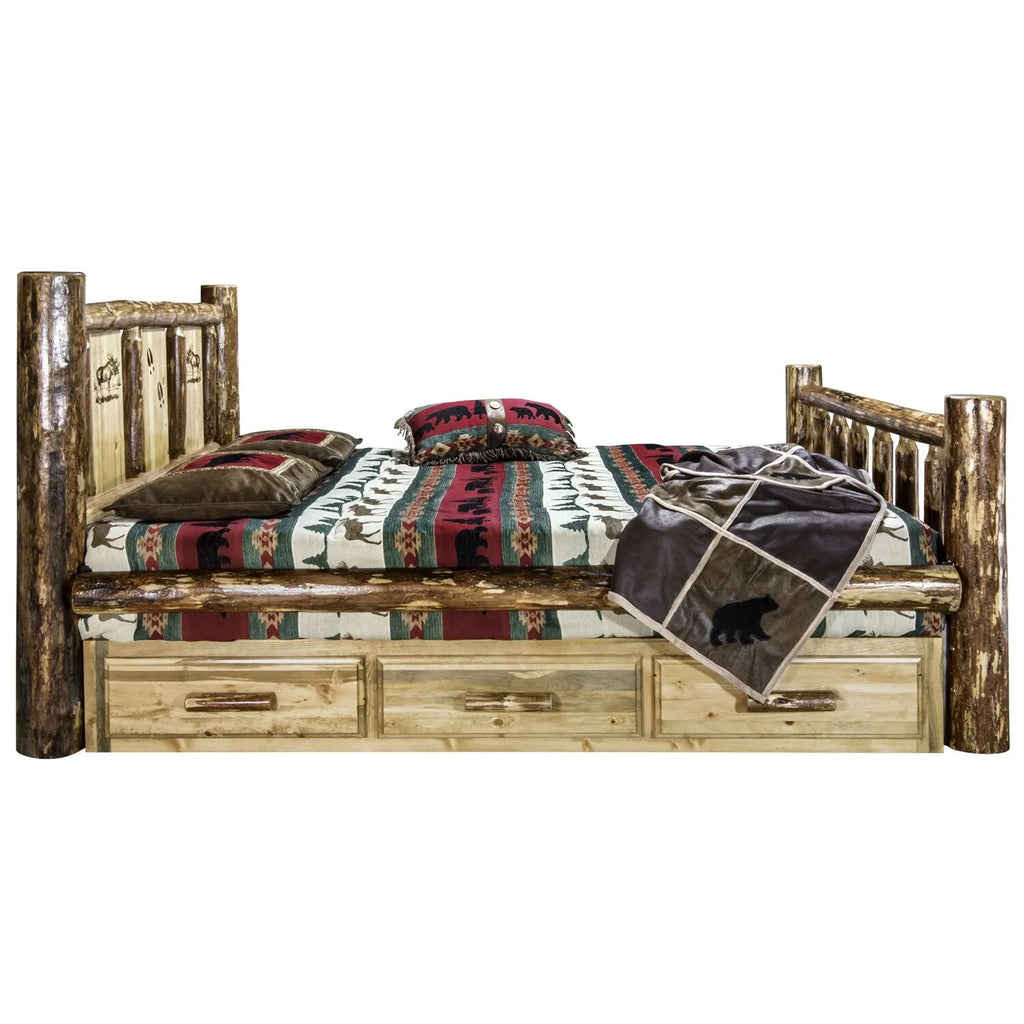 Brown California King Wood Storage Bed M96501
