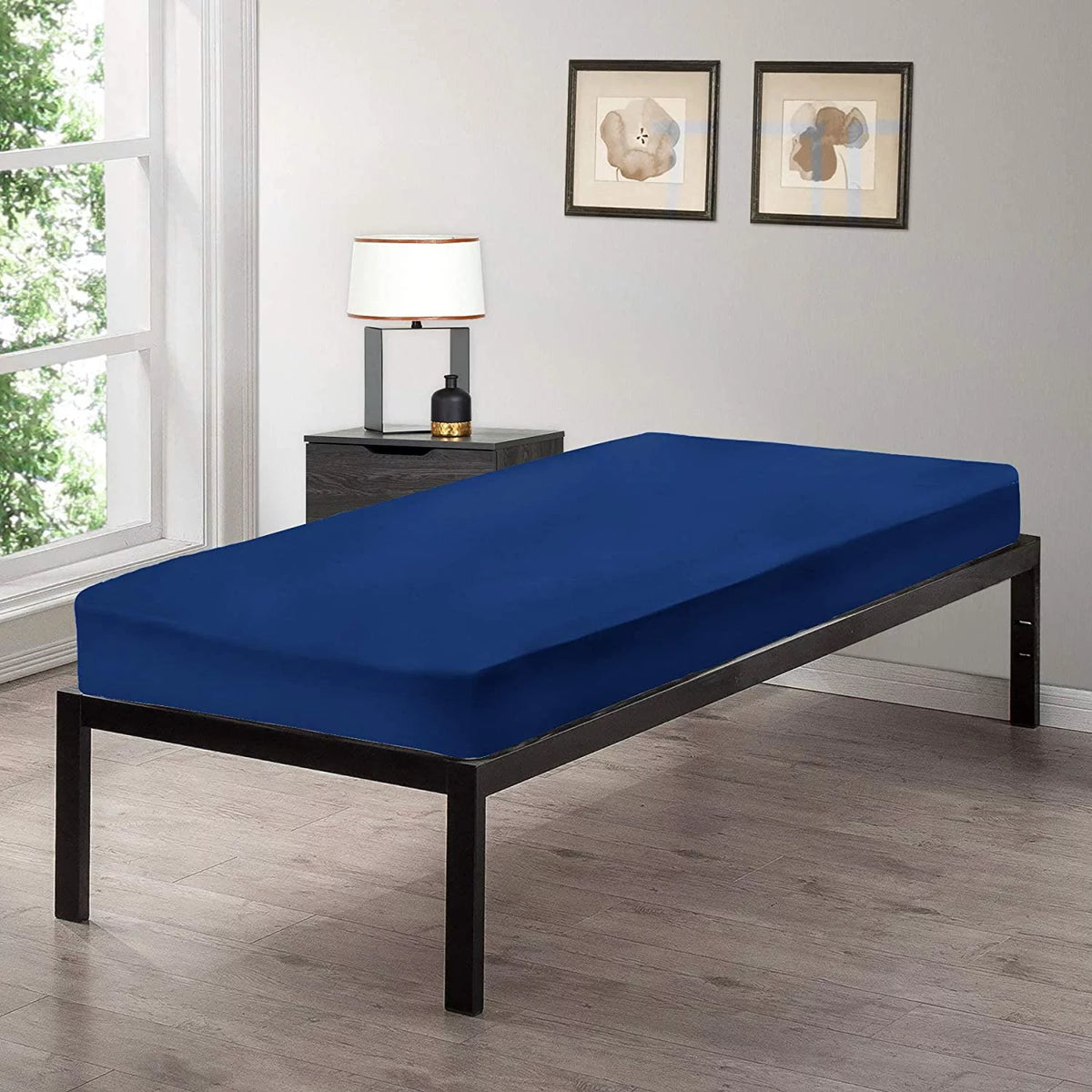 Cotton Cot Size 30" x 75" Fitted Sheet, 2 Pack Navy F258201
