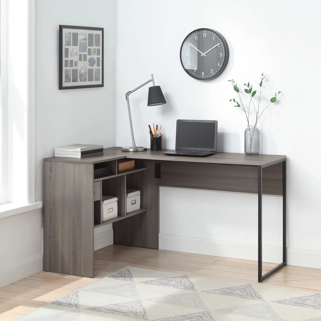 L-Shape Desk in Farm Oak Finish W23101