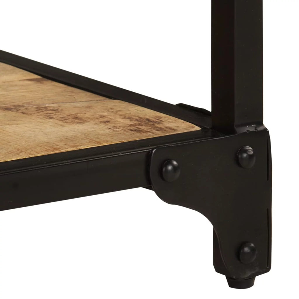 Coffee Table with Storage Shelf Mango Wood Iron Frame O5004