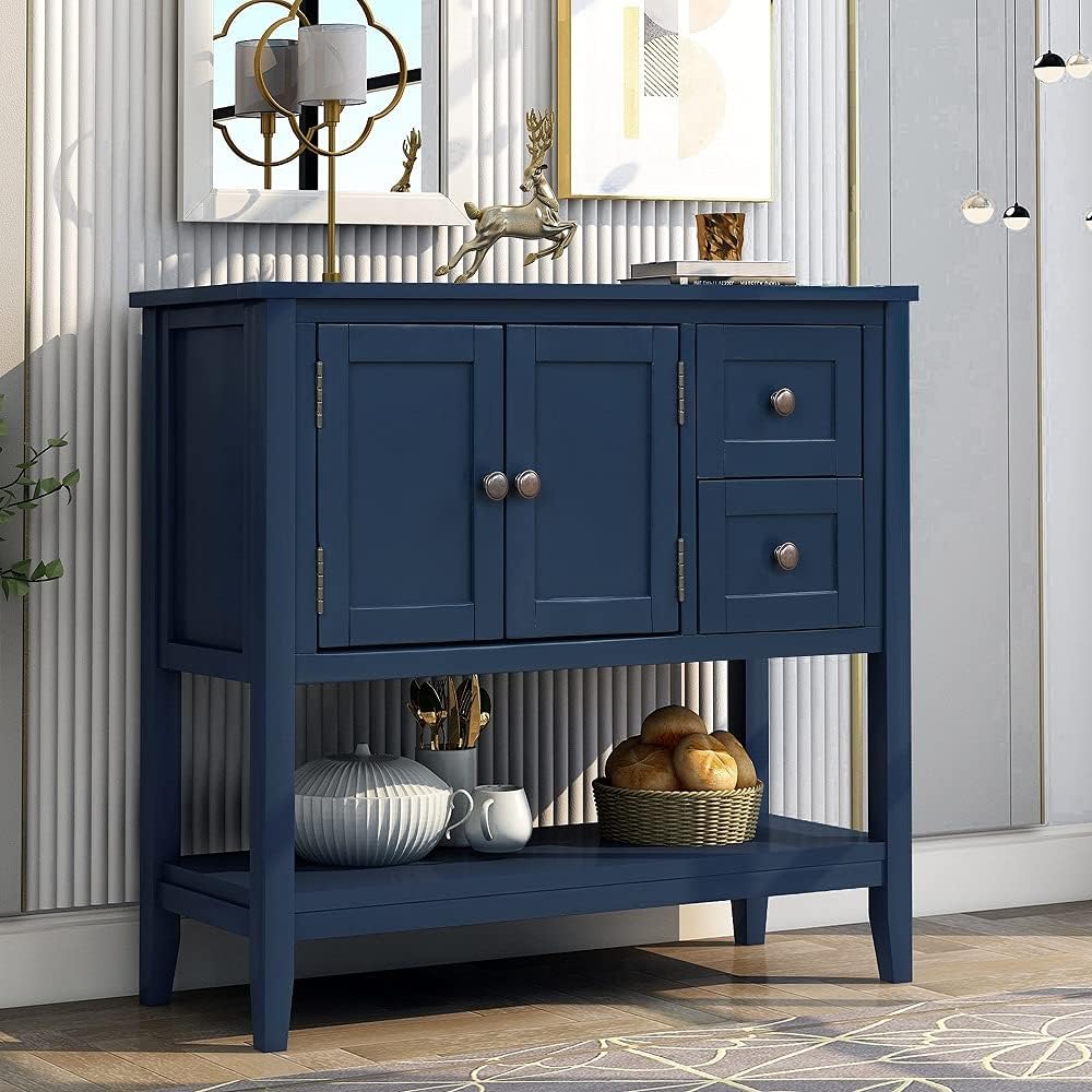 Green Wood Console Table with 2 Drawers X94404