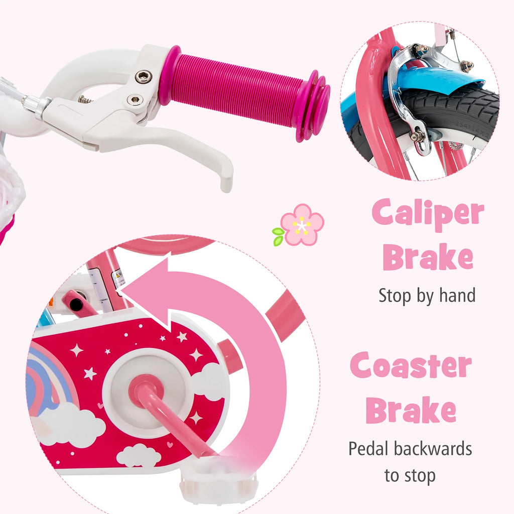 18 Inches Kids Bicycle with Training Wheels & Basket N5868