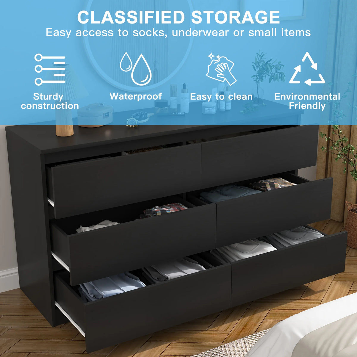 White 6 Drawer Dresser I33848