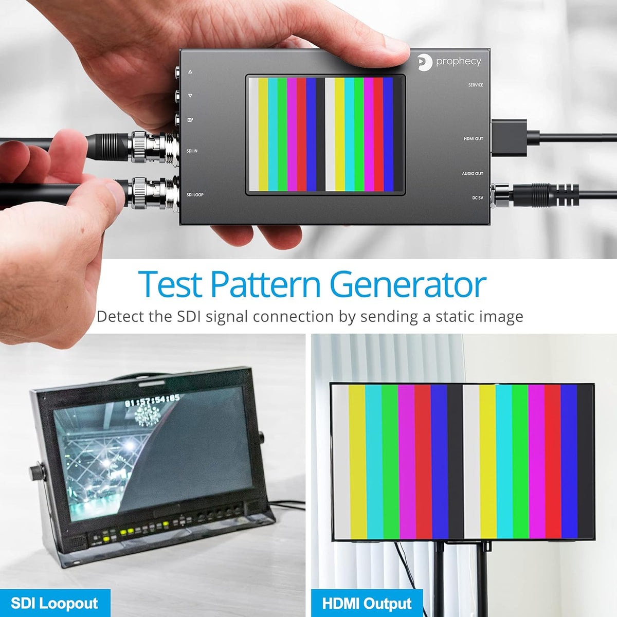 SDI to HDMI Converter Scaler with 3.5” LCD Panel Q83585