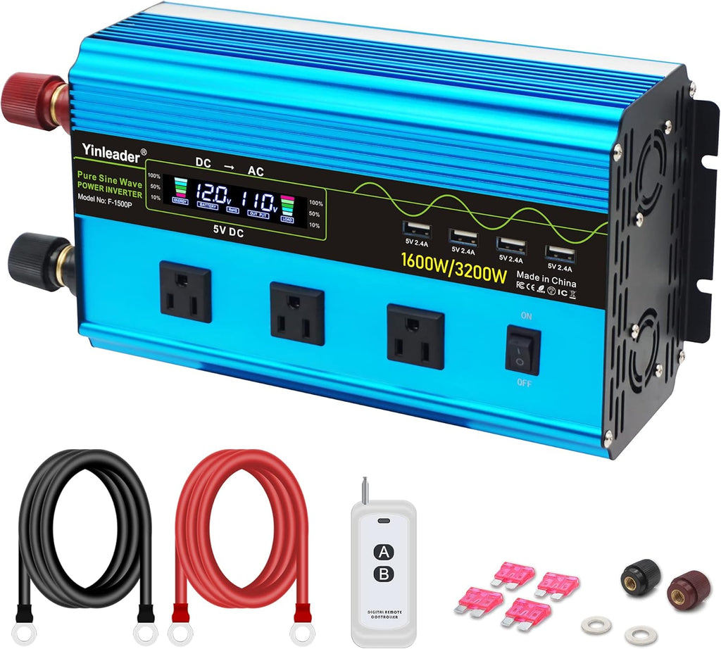 2500W Pure Sine Wave Power Inverter DC 12V to 110V AC L311844