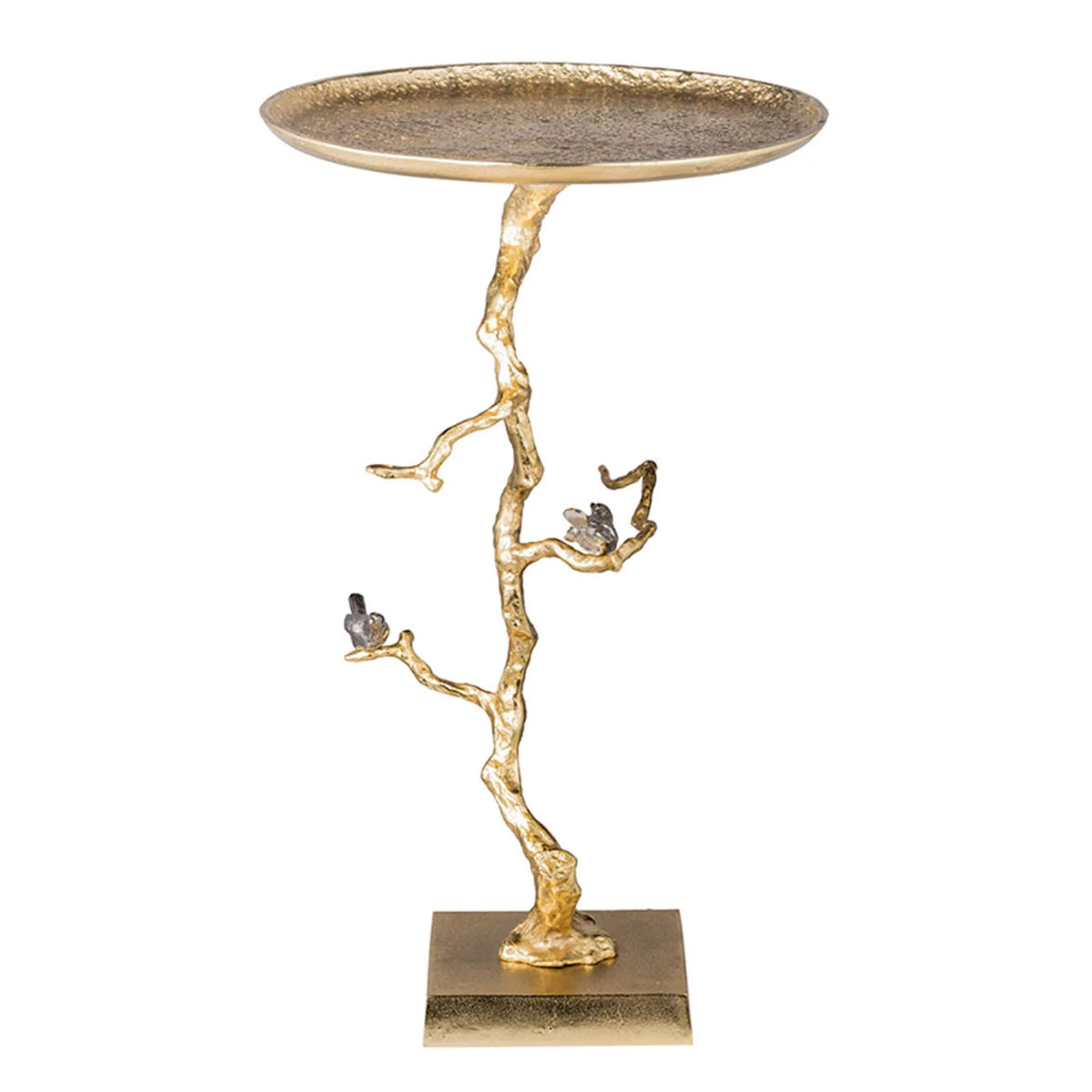 28" Gold and White Contemporary Round Side Table J620