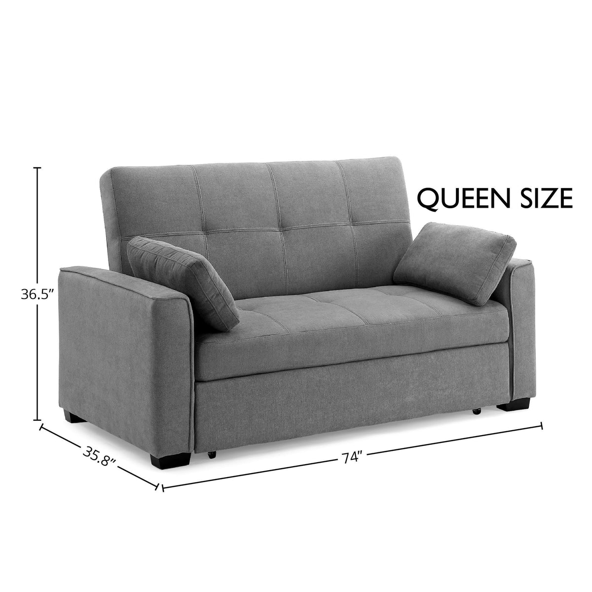 Light Gray Queen Size Chenille Sleeper Sofa Y4974