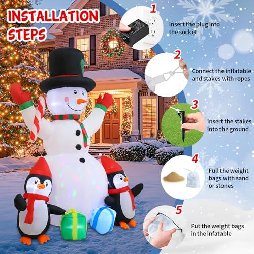 6FT Snowman Christmas Inflatable with LED Lights M604980