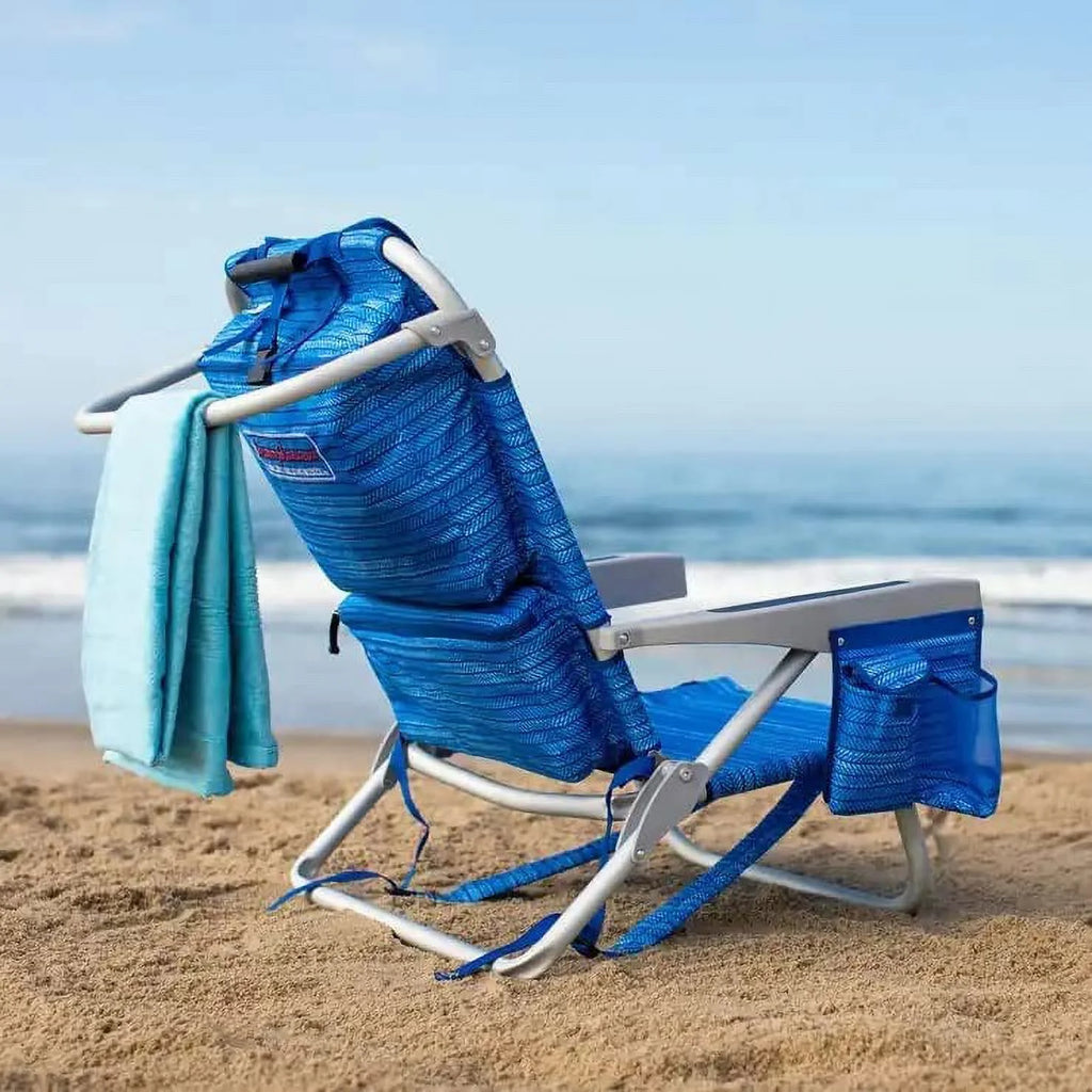 Backpack Beach Chair 5-Position Lay Flat Insulated Cooler Q666