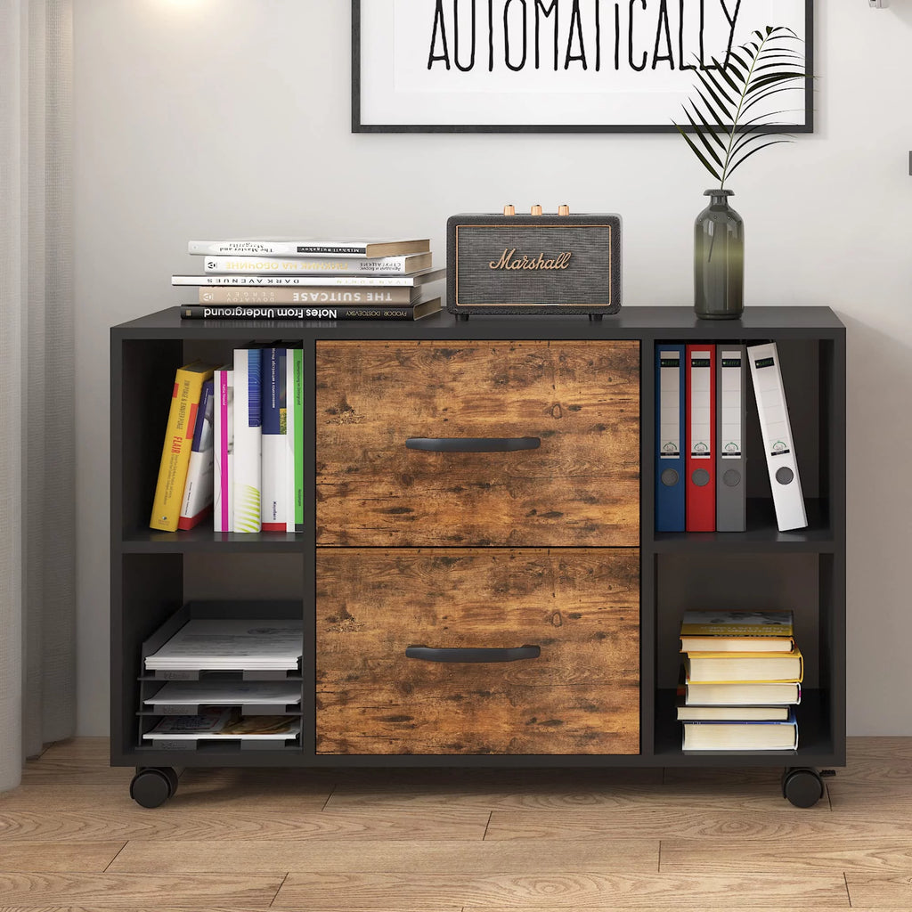 35.4" Mobile Lateral File Cabinet with 3 Drawers J8055