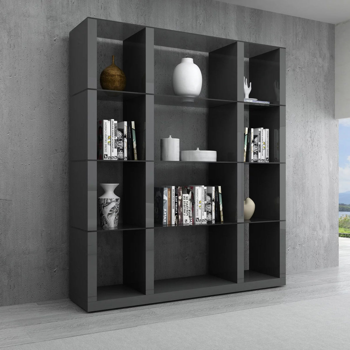 Grey High Gloss Wall Unit R61620