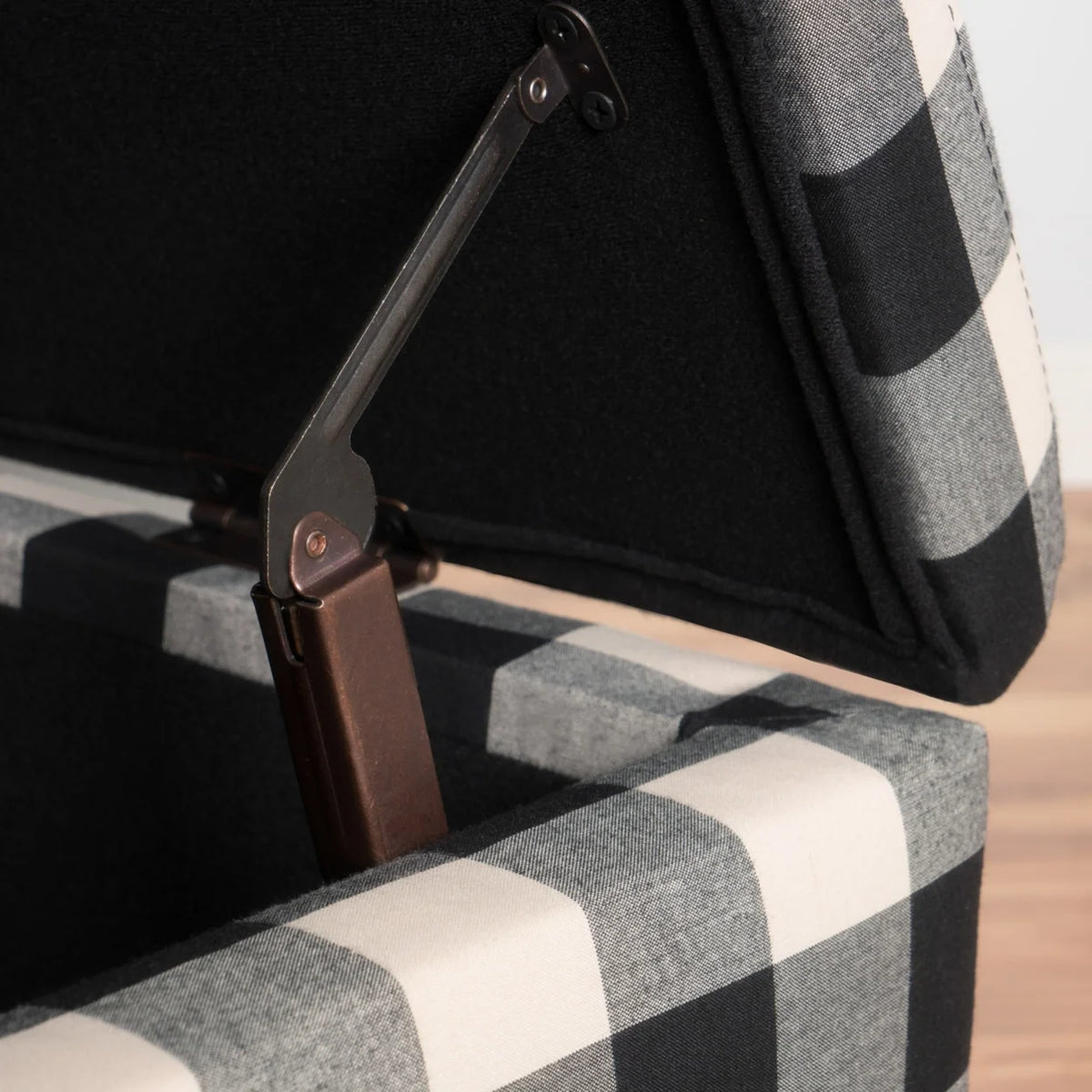 Black Checkerboard Fabric Storage Ottoman C711754
