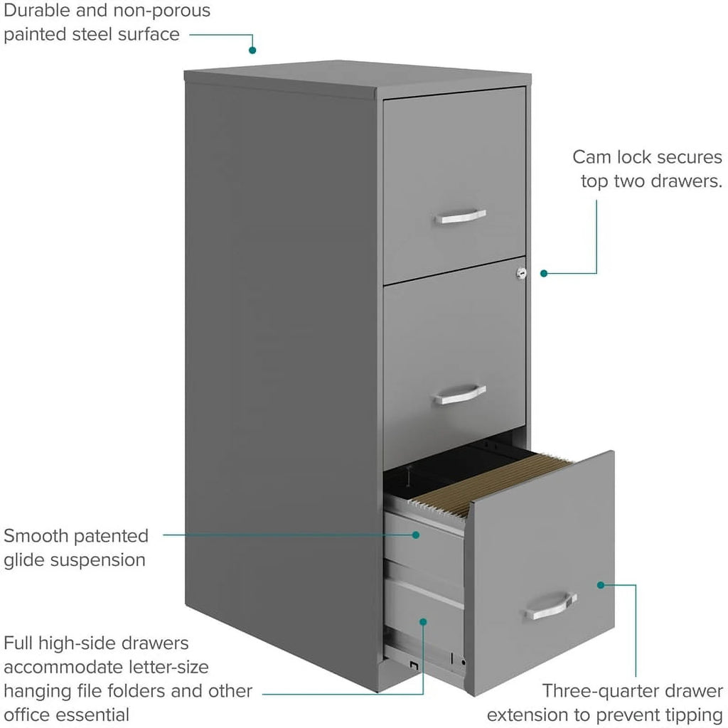 3 Drawer Metal File Cabinet with Lock R489