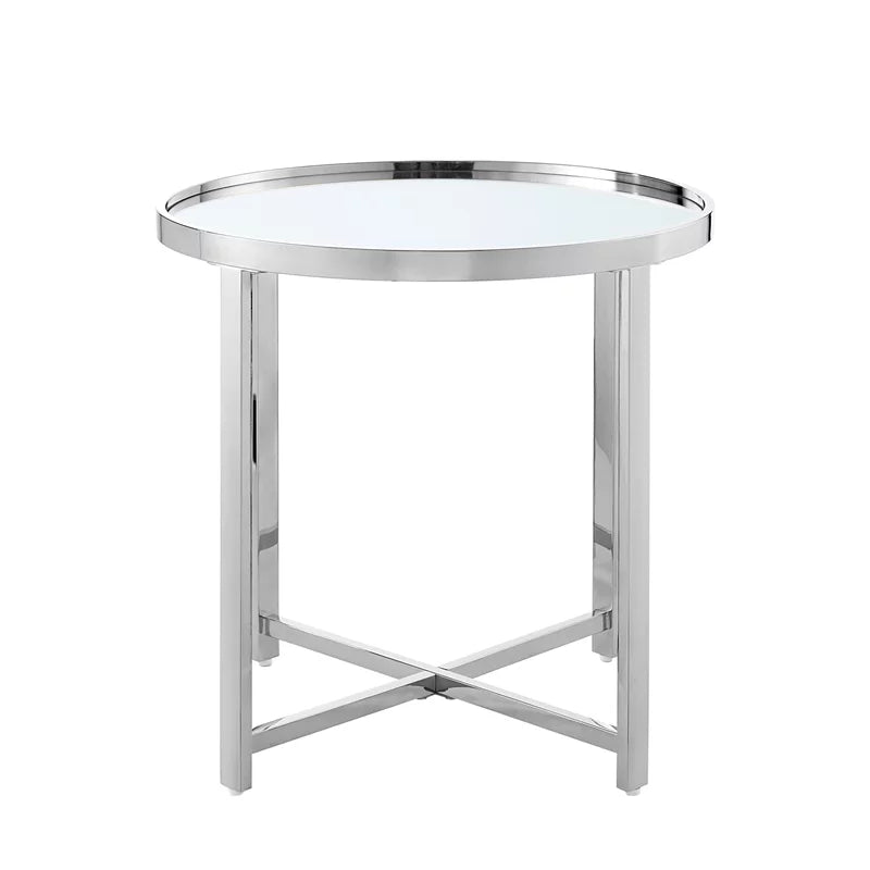 21.6 in. Mirrored Top Cross Legs End Table P6137