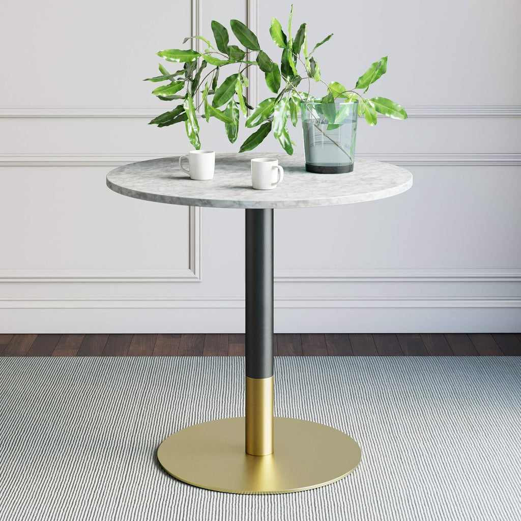 Small Mid-Century Modern Kitchen or Dining Table with Faux Carrara Marble Top C33061