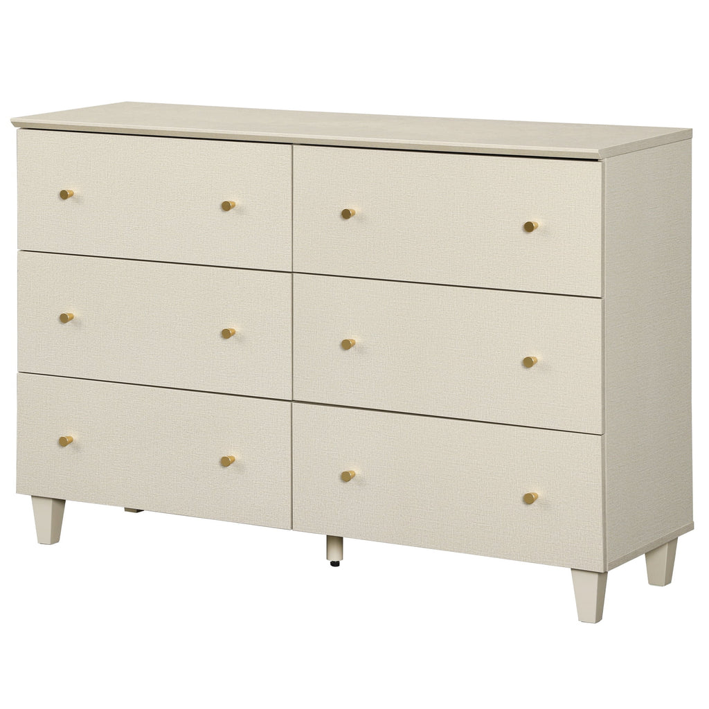 Beige 6 Drawer Wood Dresser P49055