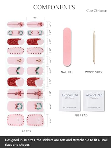 Semi Cured Gel Nail Strips French Snowflake 20 Pcs B35357