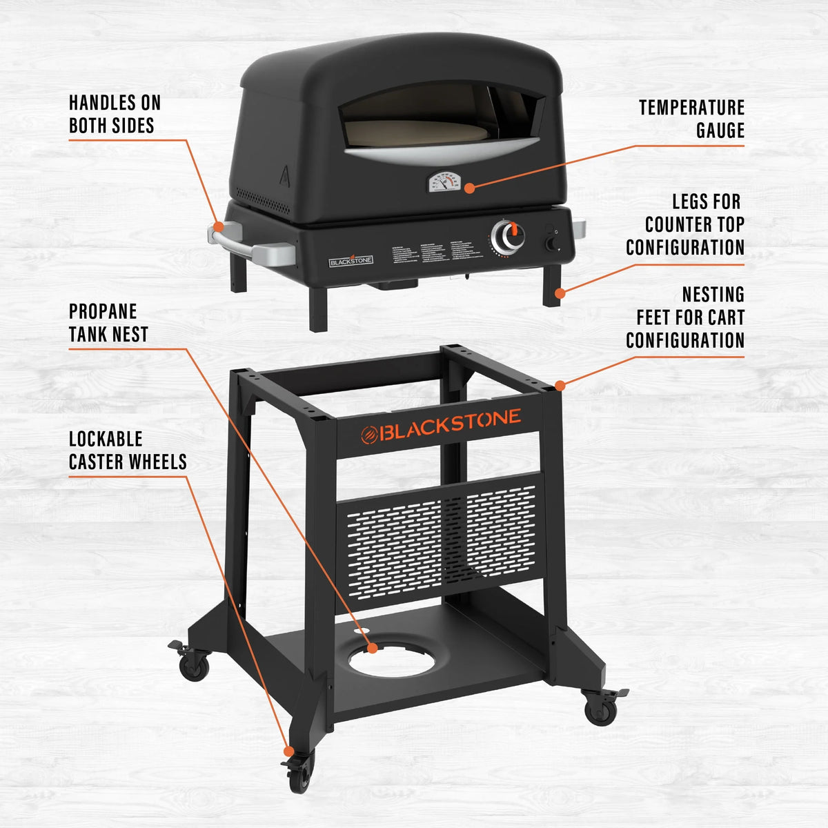 Propane Pizza Oven with Rotating Cordierite Stone and Mobile Stand X823432