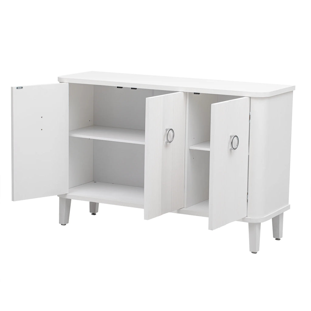 Solid Wood Veneer Storage Cabinet with Three Doors H5730