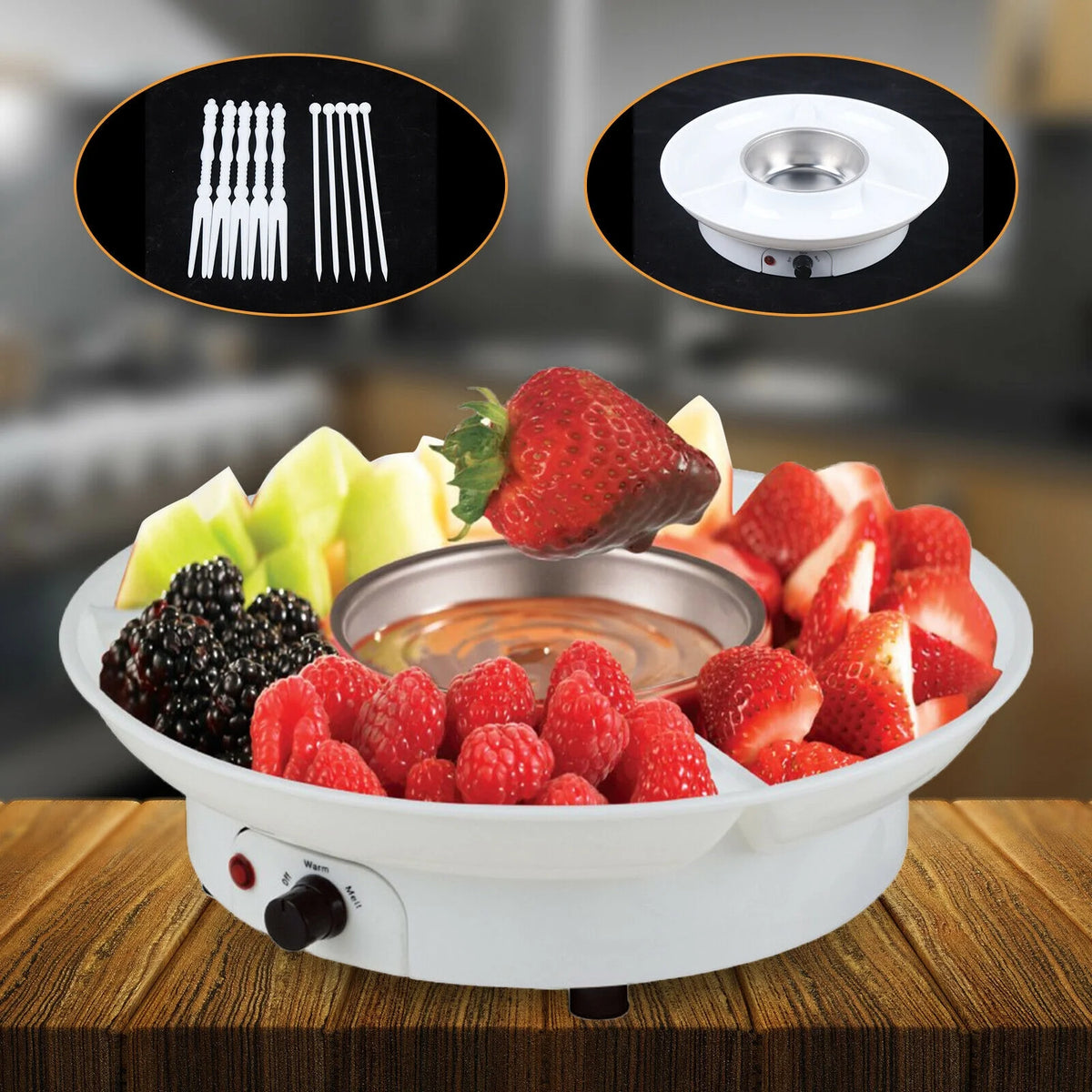 Electric Chocolate Fondue Set with 10 Forks F38016