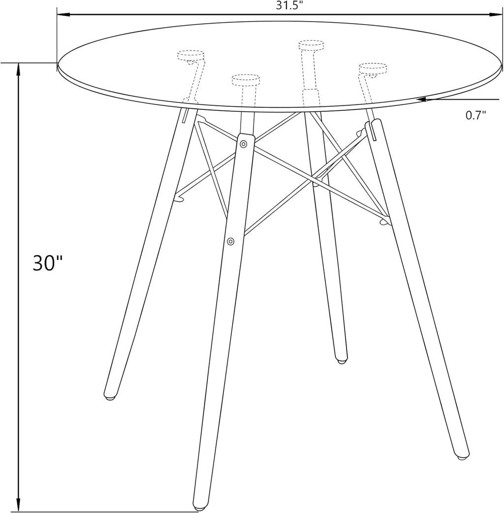 Round Bistro Dining Table with Wood Base N258