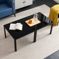 Coffee Table Set of 2 Black Tempered Glass D4549