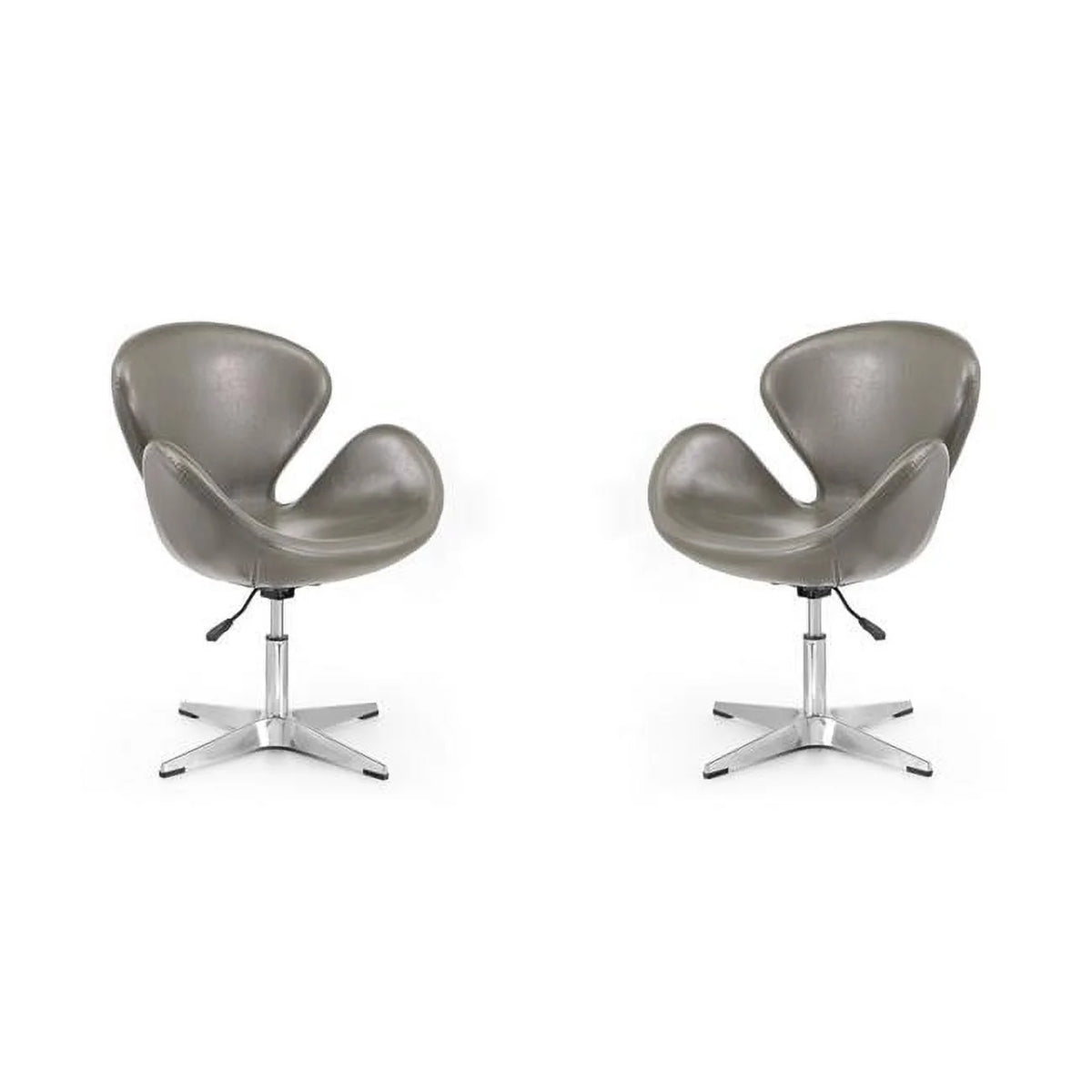 Raspberry Faux Leather Adjustable Swivel Chair Set of 2 Y981095