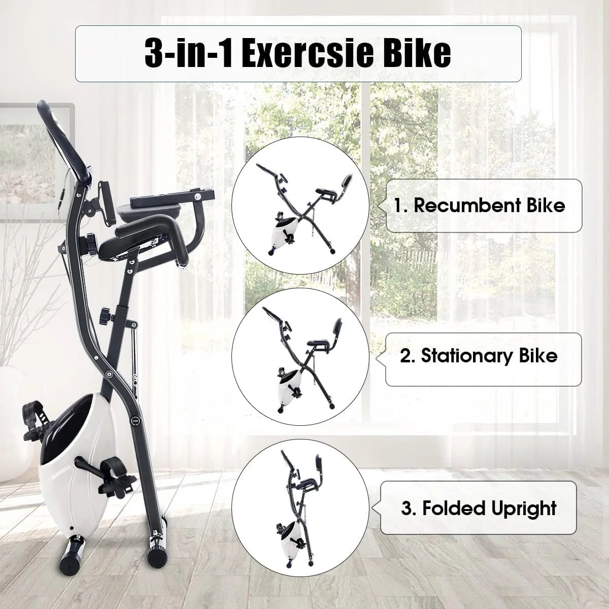 Folding 3-in-1 Recumbent Exercise Bike V7341