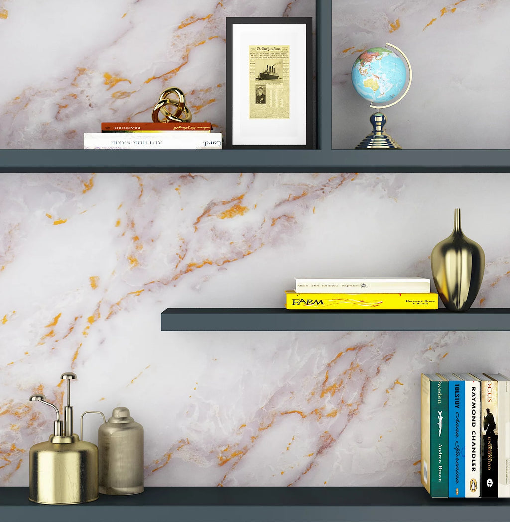 200" x 36" Marble Peel and Stick Waterproof Vinyl Wallpaper H283
