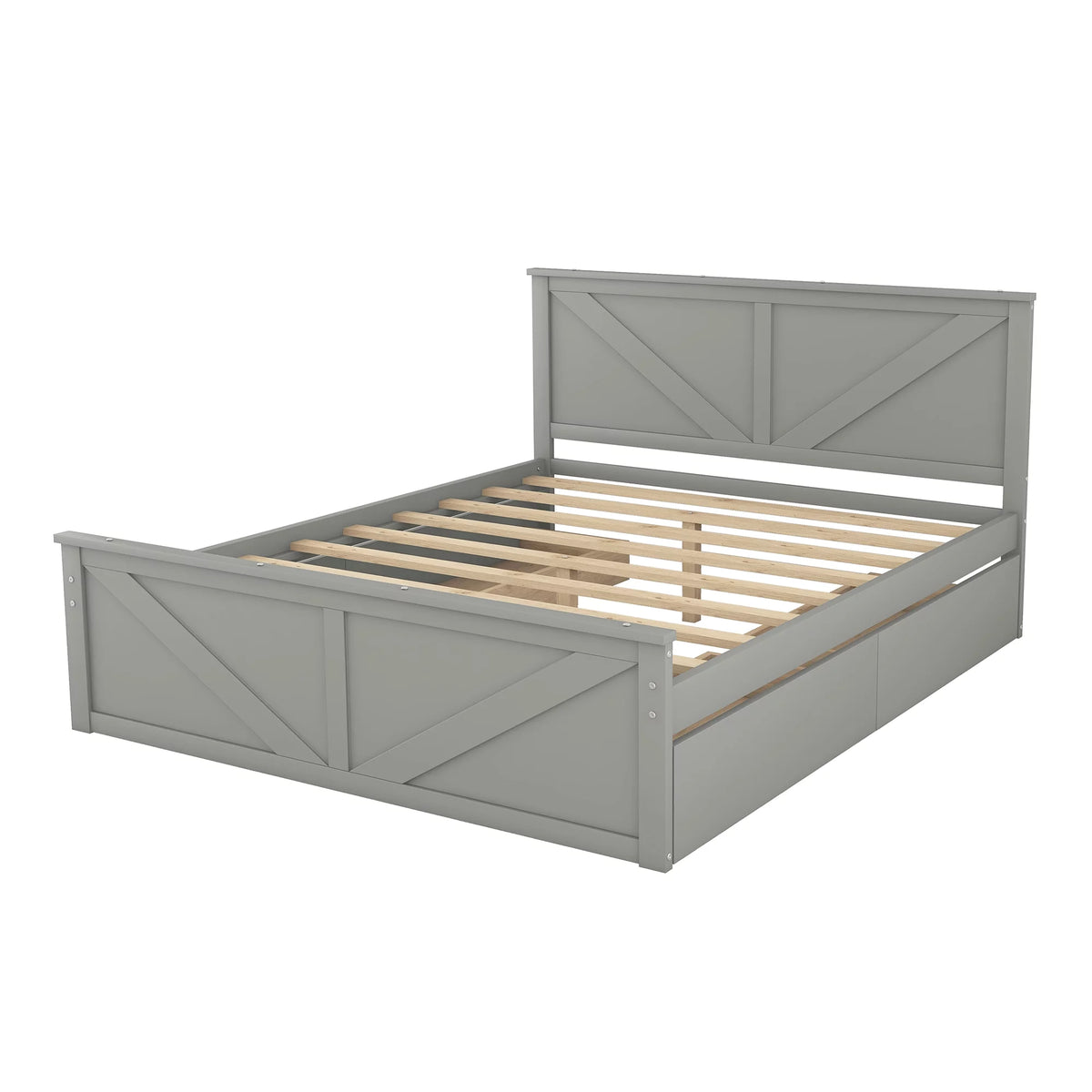 Wood Queen Bed Frame with 4 Storage Drawers G245