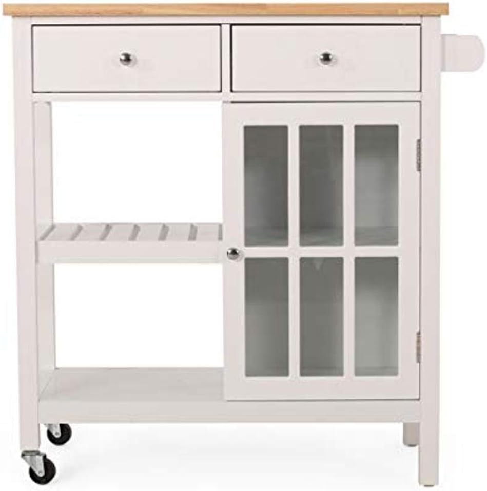 White Kitchen Cart with Wheels D46547