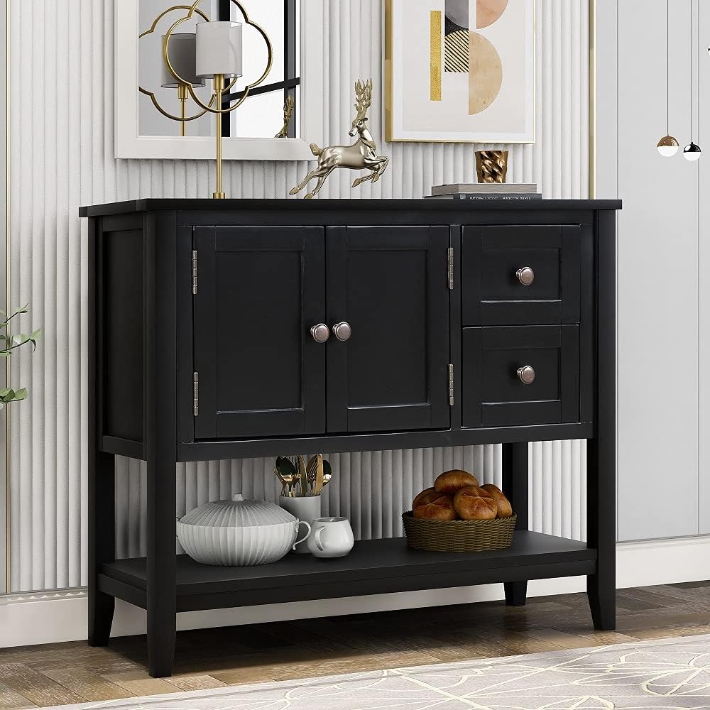 Green Wood Console Table with 2 Drawers X94404