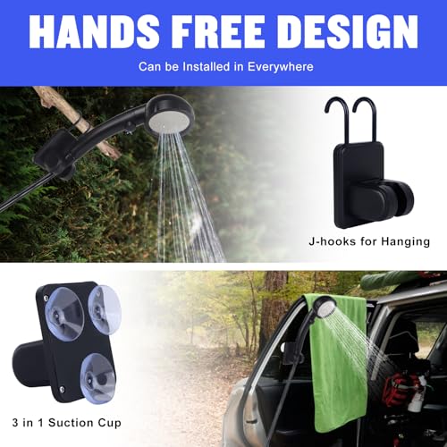 Portable Camping Shower with LED Display, 4 Spray Modes, IPX7 Waterproof H264003