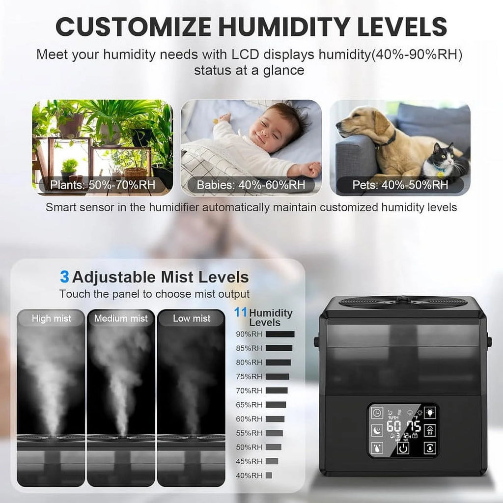 Black Warm & Cool Mist Humidifier with Remote Control E5089