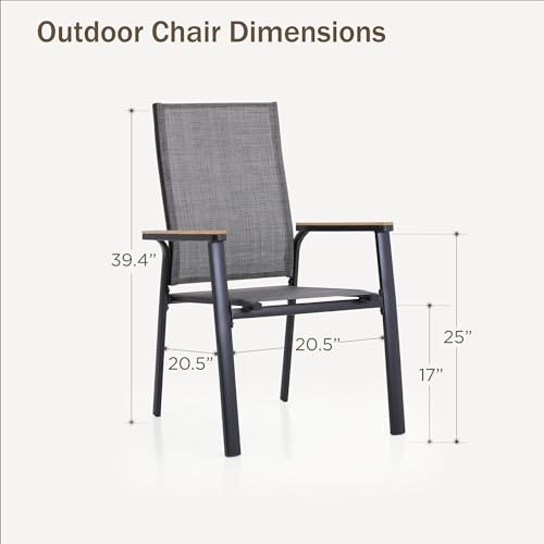 Beige Lightweight Aluminum Textilene Stackable Dining Chairs Set of 6 I40812