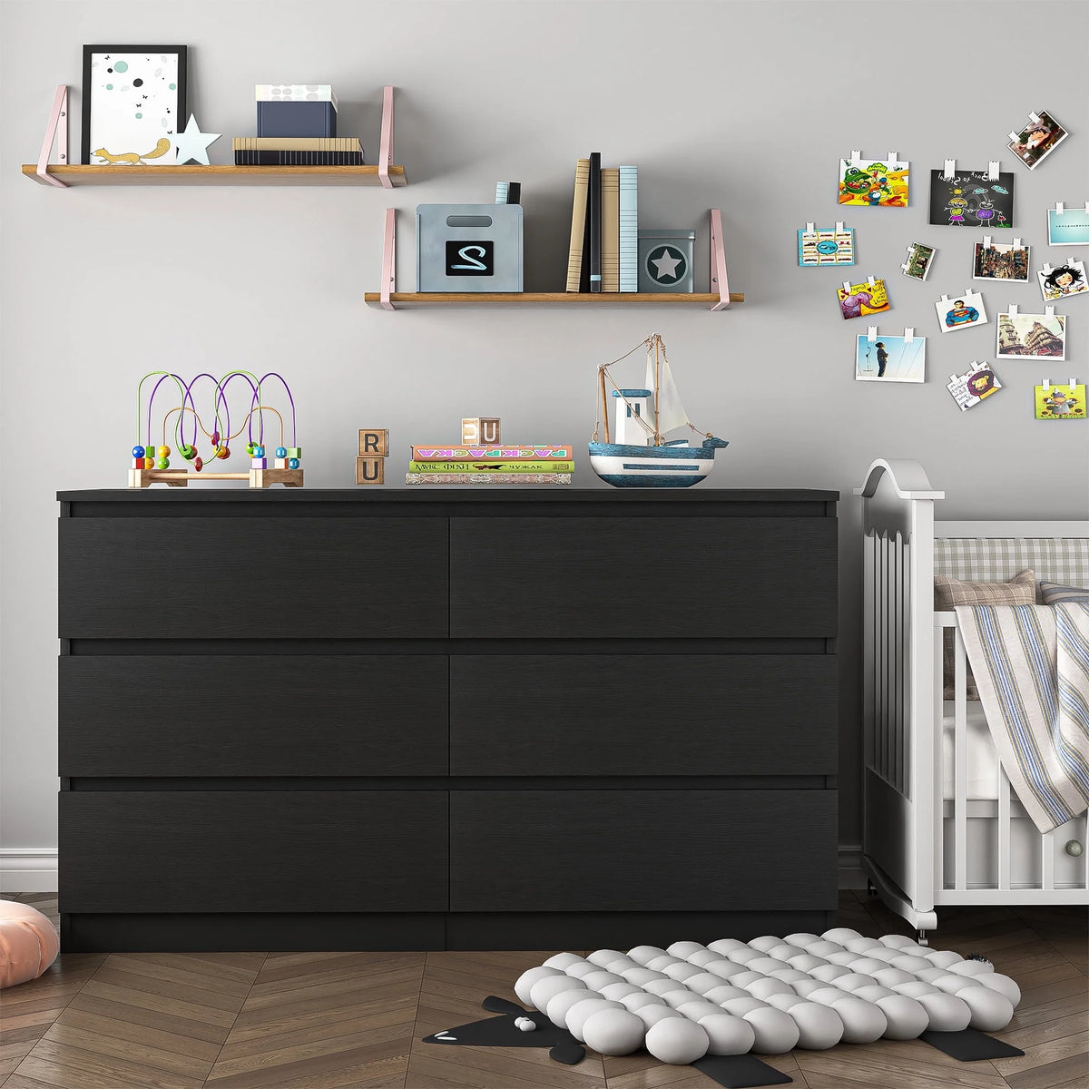 White 6 Drawer Dresser I33848