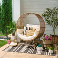 Beige Round Wicker Outdoor Egg Chair K357993