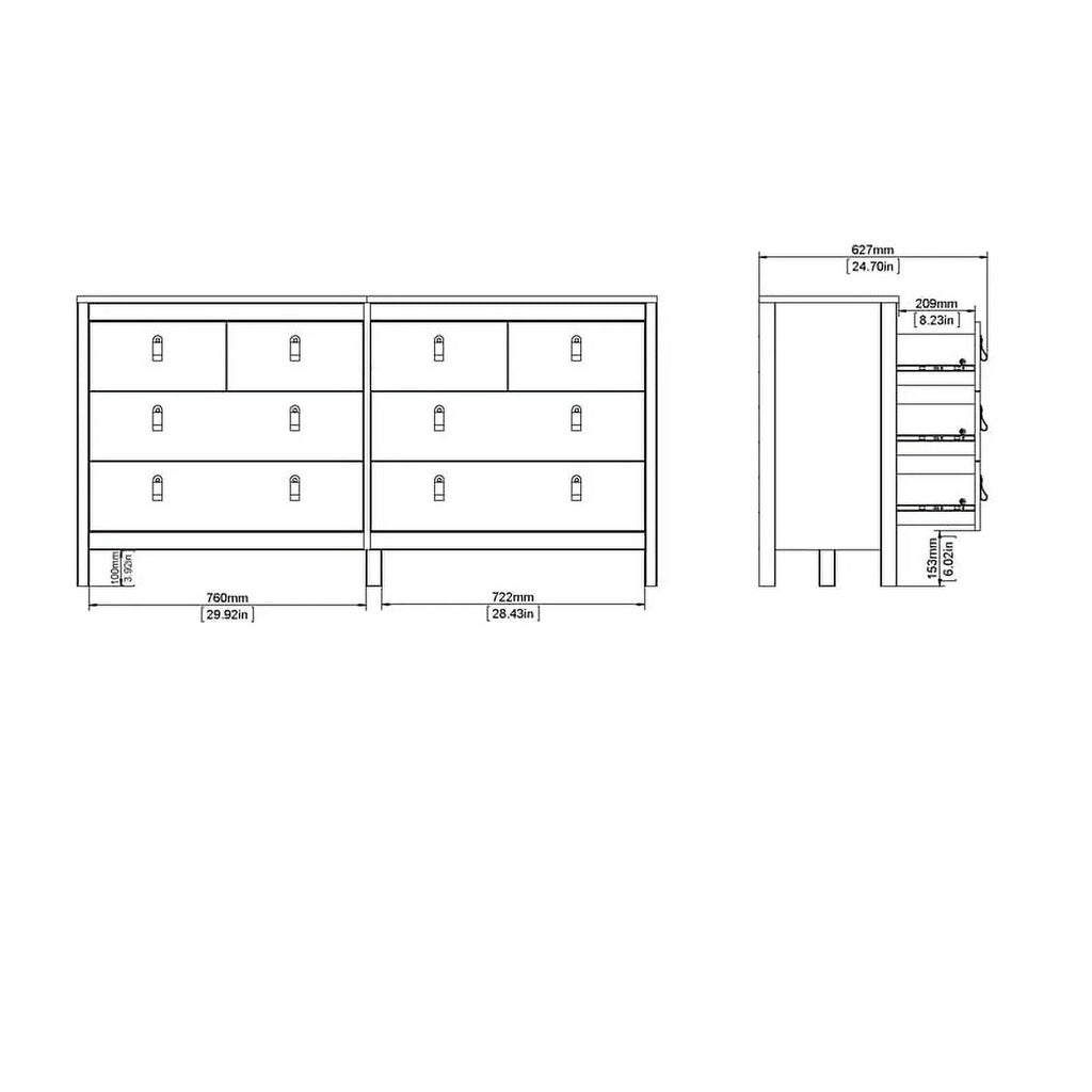 White 8 Drawer Engineered Wood Dresser E271